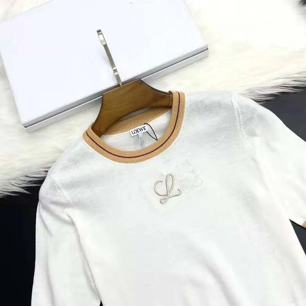 Loewe Cropped Sweater in Wool for Women in White