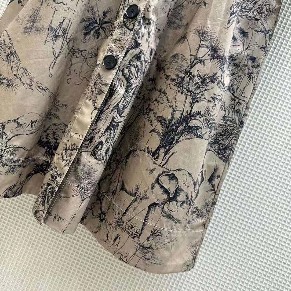 Dior Belted Shirt Dress Beige Cotton Gabardine with Toile de Jouy Voyage Motif for Women Dior Belted Shirt Dress Beige Cotton Gabardine with Toile de Jouy Voyage Motif for Women