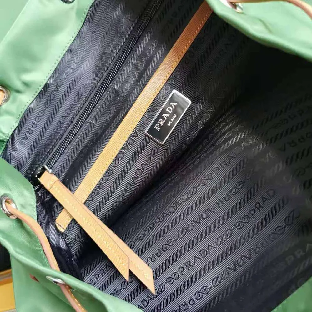 Prada Nylon and Saffiano Leather Backpack for Women in Green