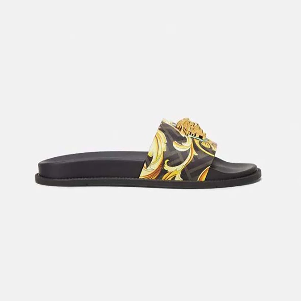 Versace Fendace wild Baroque Sliders for Unisex in Black