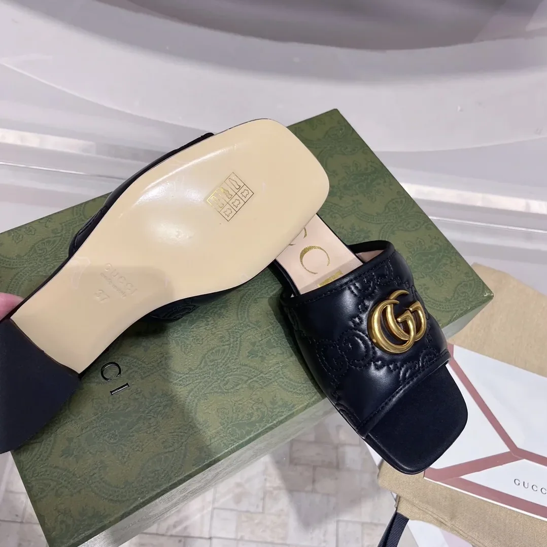 Gucci Slide Sandal With Double G Black for Women