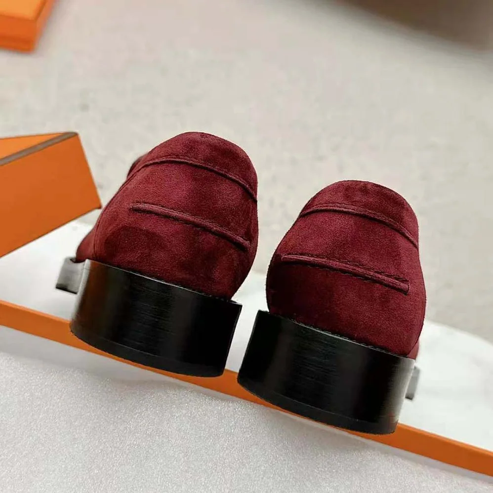 Hermes Hot Loafer in Suede Goatskin for Men in Maroon