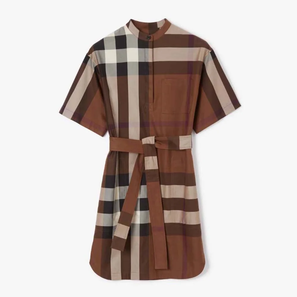 Burberry Check Cotton Tie for Women in waist Shirt Dress Burberry Check Cotton Tie for Women in waist Shirt Dress