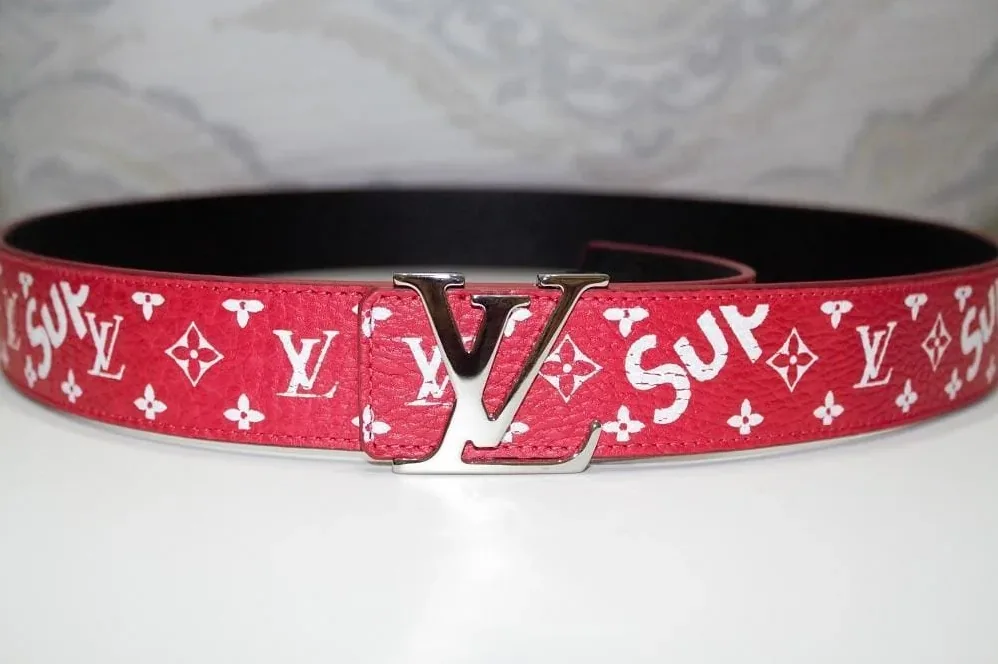 Red Monogram Leather Belt