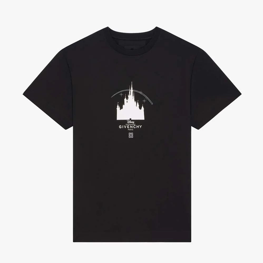 Givenchy Disney Castle Slim Fit T-shirt in Jersey with Print for Men in Black