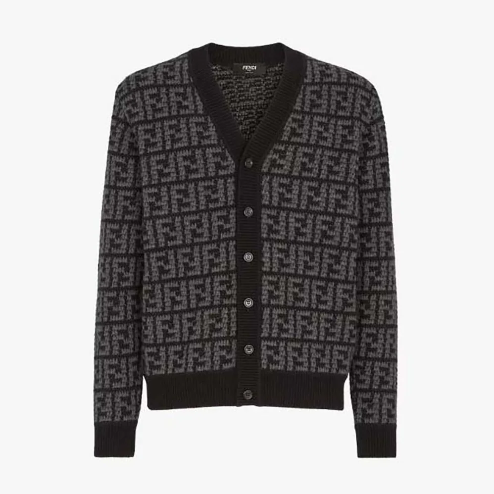 Fendi Black Cashmere Cardigan-FZC433APPAF05HY for Men
