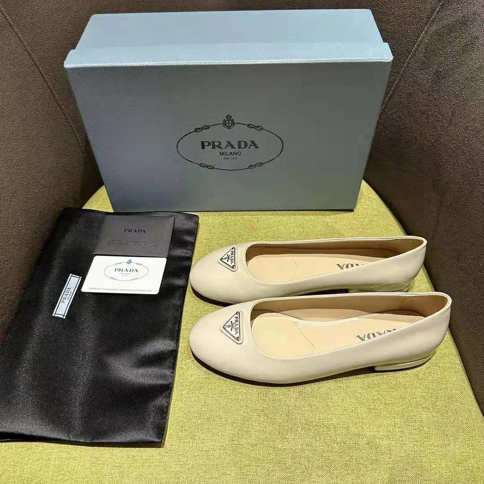 Prada Patent Leather Ballerinas for Women in White