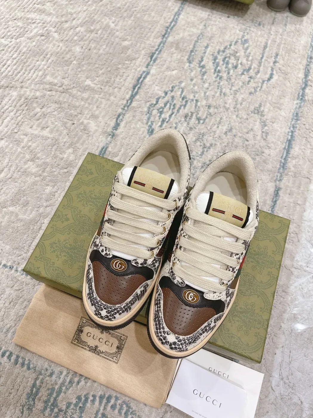 Gucci Screener Python in Effect Beige GG Shoes Gucci Screener Python in Effect Beige GG Shoes