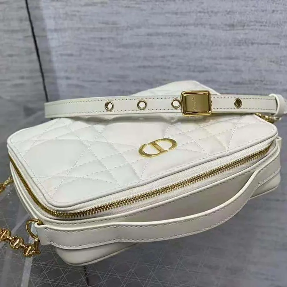 Dior Caro Box Bag with Chain Latte Quilted Macrocannage Calfskin for Women Dior Caro Box Bag with Chain Latte Quilted Macrocannage Calfskin for Women