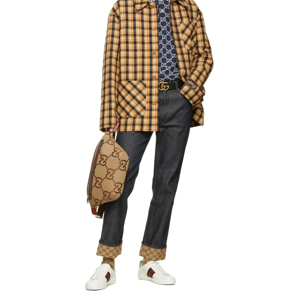 Gucci Jumbo GG Belt Bag Camel And Ebony Jumbo GG Canvas / Gucci Jumbo GG Belt Bag Camel And Ebony Jumbo GG Canvas /