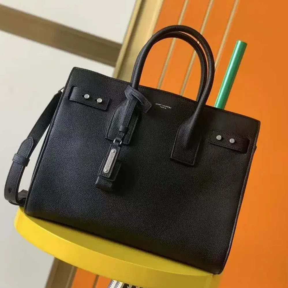 Saint Laurent YSL Sac De Jour Thin Large in Grained Leather for Women in Black