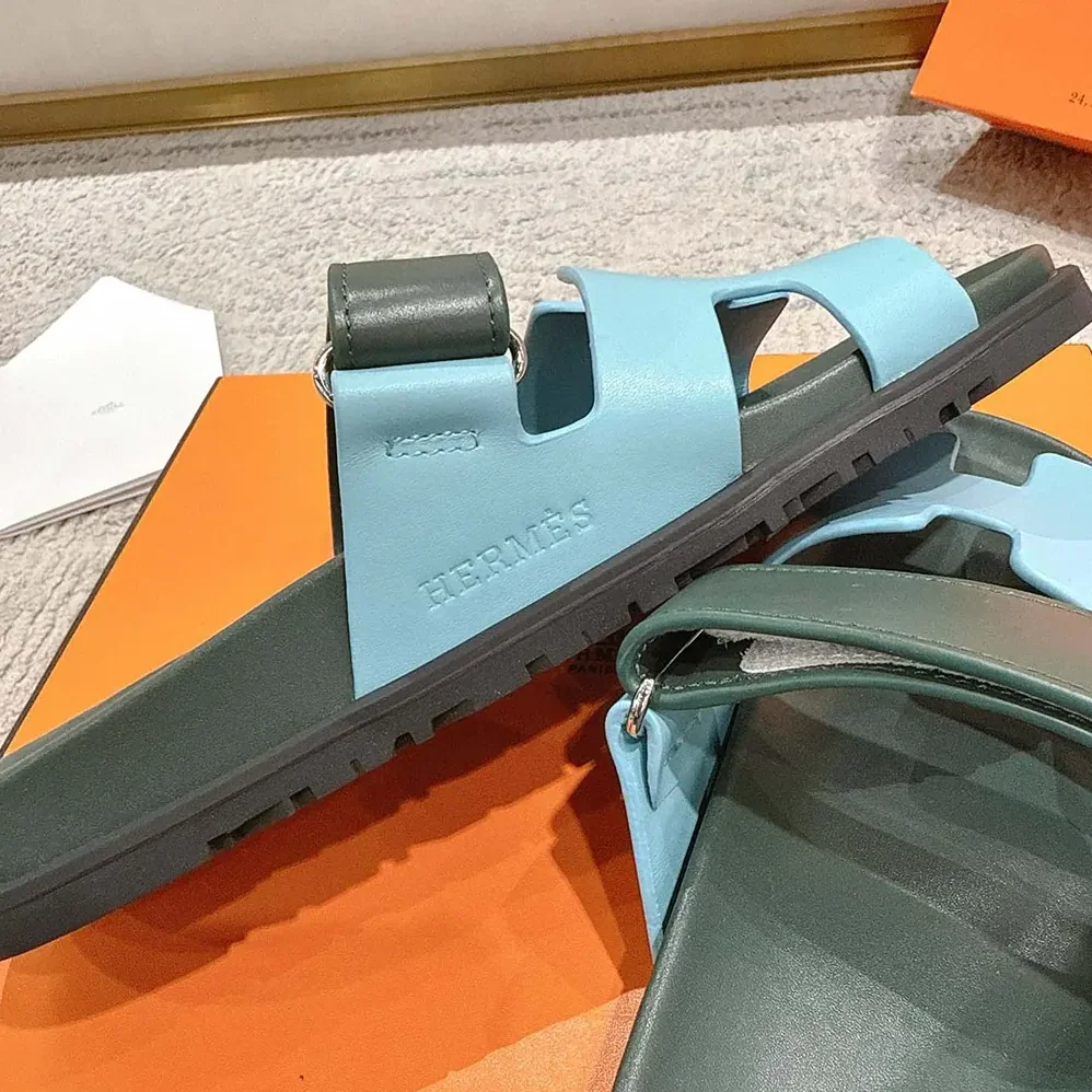 Hermes Chypre Sandal for Unisex in Green/Blue
