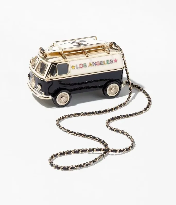 Chanel Mini Van Minaudiere / Black White And Gold Bag