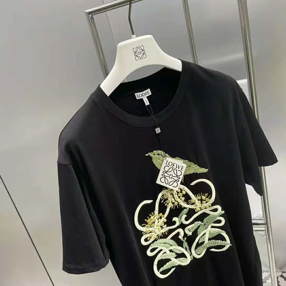Loewe Herbarium Anagram T-shirt in Cotton for Women in Black
