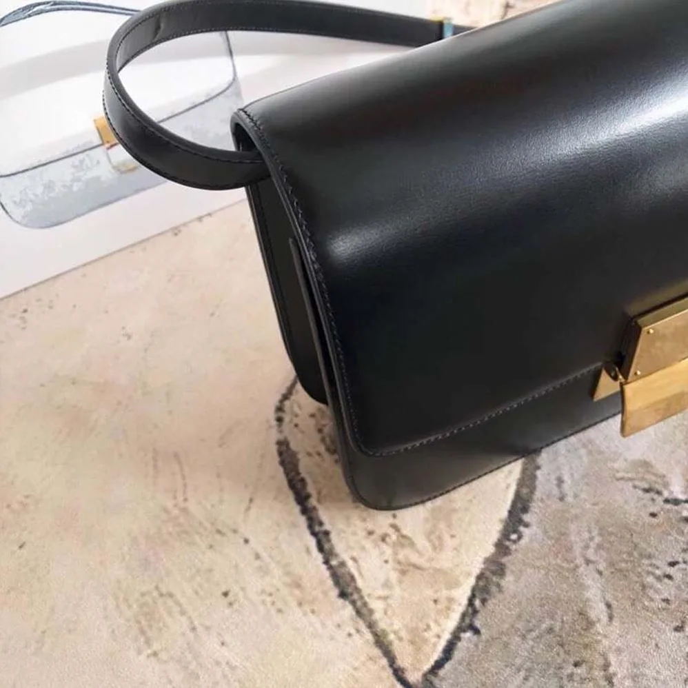 Celine Small Classic Bag in Box Calfskin Leather for Women in Black