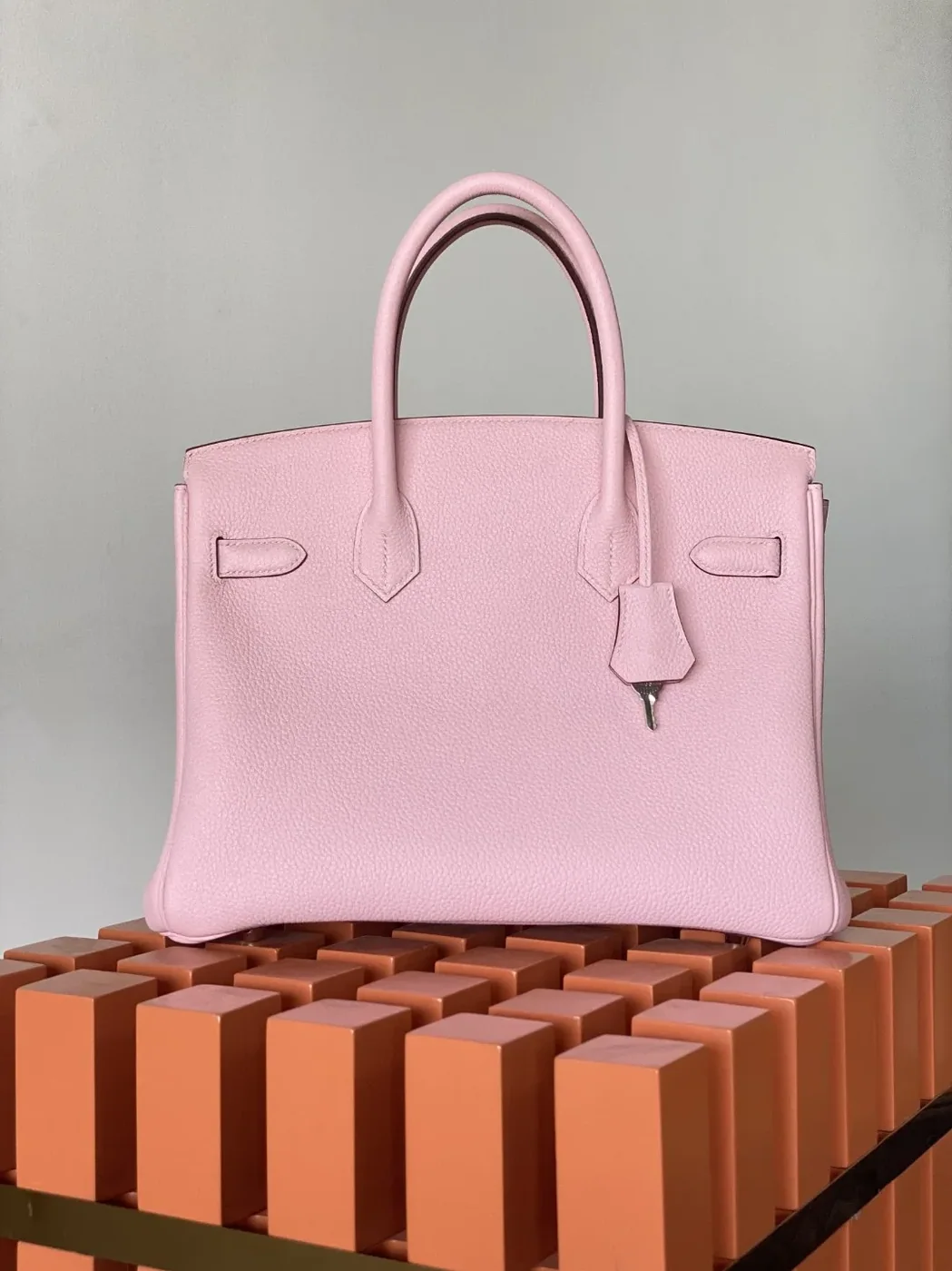 Hermes Birkin Top Handle Bag / Nata Swift Pink Silver Hardware