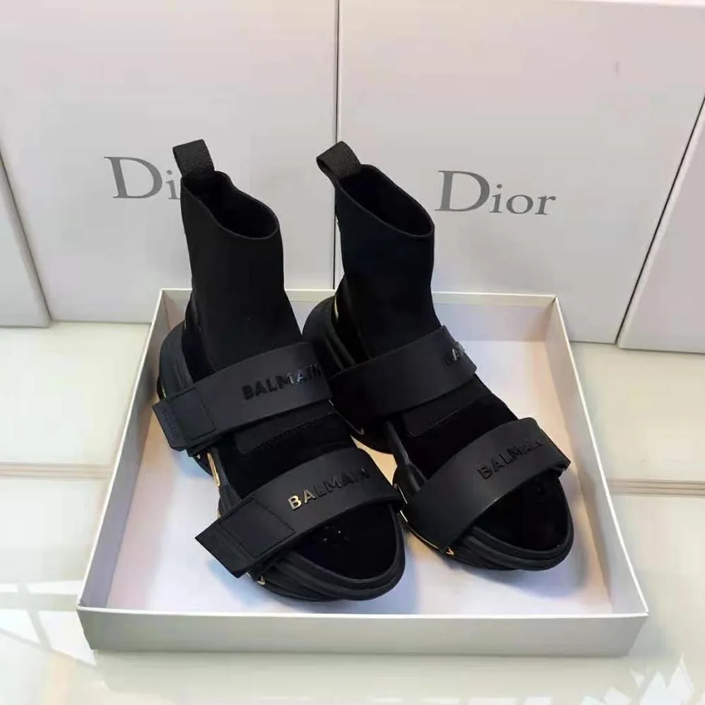 Balmain B-Bold Mesh and Suede High-Top Trainers with Strap for Unisex in Black Balmain B-Bold Mesh and Suede High-Top Trainers with Strap for Unisex in Black