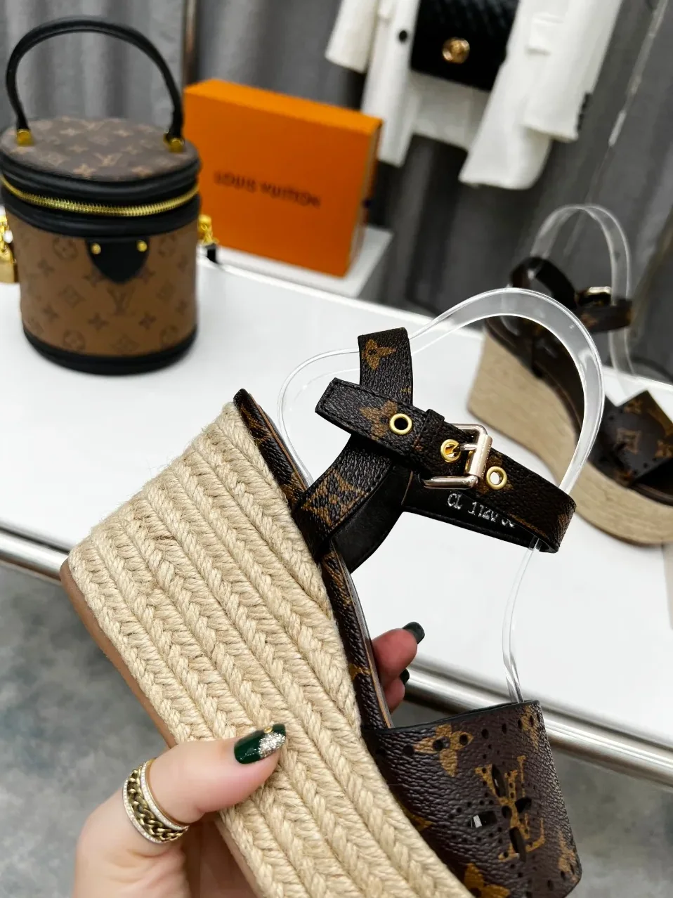 Louis Vuitton Starboard Wedge Sandal Black And Brown for Women