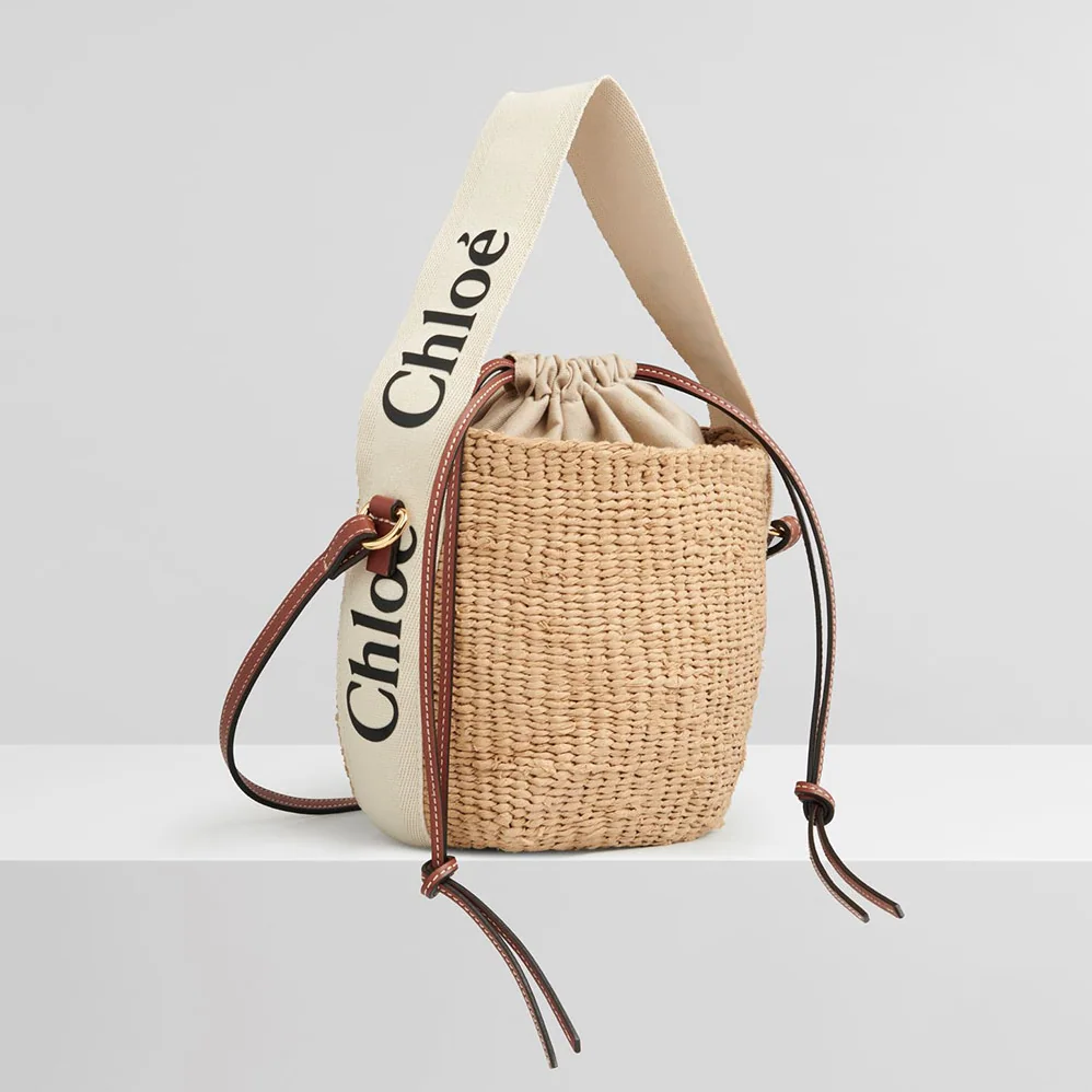 Chloe Small Woody Basket in Fair-trade Paper with the Woody Ribbon for Women Chloe Small Woody Basket in Fair-trade Paper with the Woody Ribbon for Women