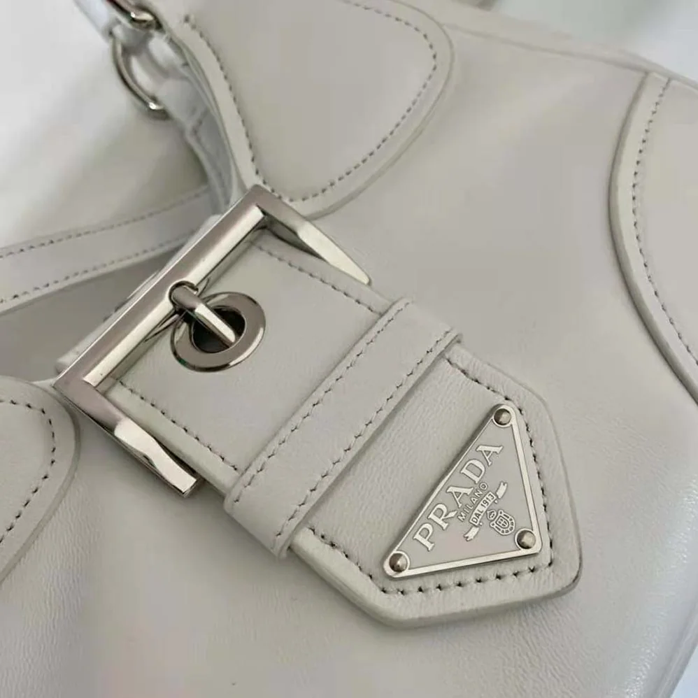 Prada Moon Re-Nylon and Leather Bag for Women in White Prada Moon Re-Nylon and Leather Bag for Women in White