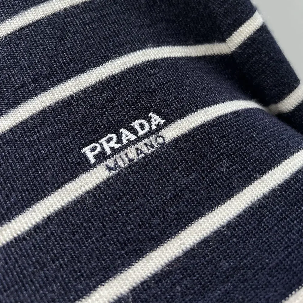 Prada Striped Wool Turtleneck Sweater for Men in Black Prada Striped Wool Turtleneck Sweater for Men in Black