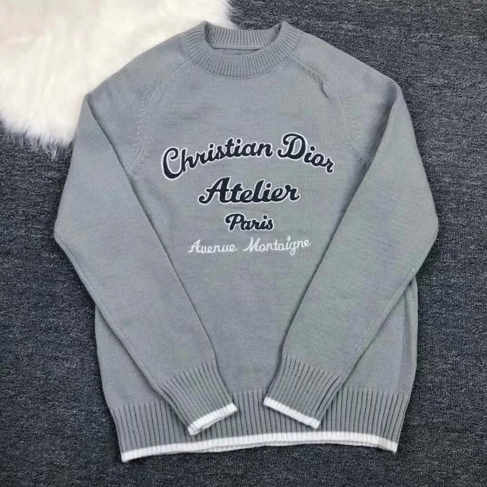Dior Christian Dior Atelier Sweater Gray Wool Jersey for Women Dior Christian Dior Atelier Sweater Gray Wool Jersey for Women