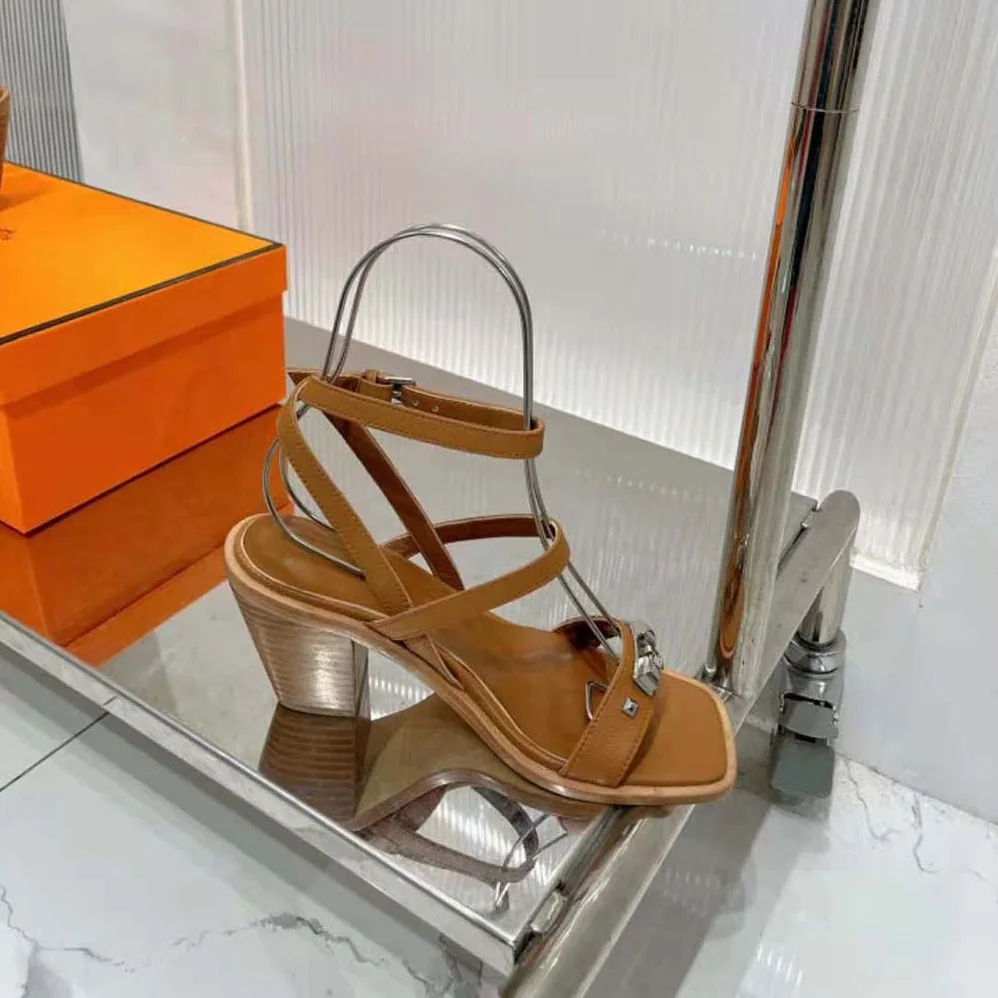 Hermes Ivresse 65 Sandal in Calfskin-Brown H241152Z for Women