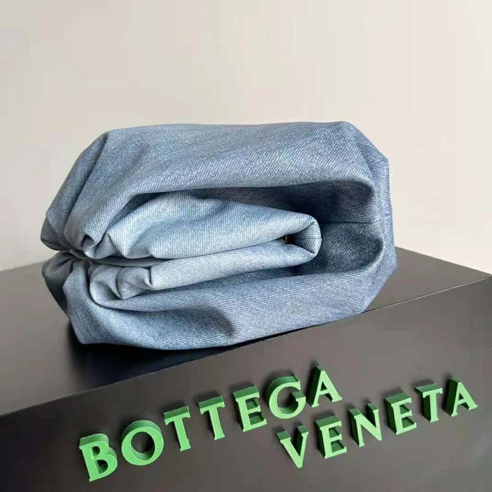 Bottega Veneta Teen Pouch Intrecciato Denim Effect Leather Clutch for Women Bottega Veneta Teen Pouch Intrecciato Denim Effect Leather Clutch for Women