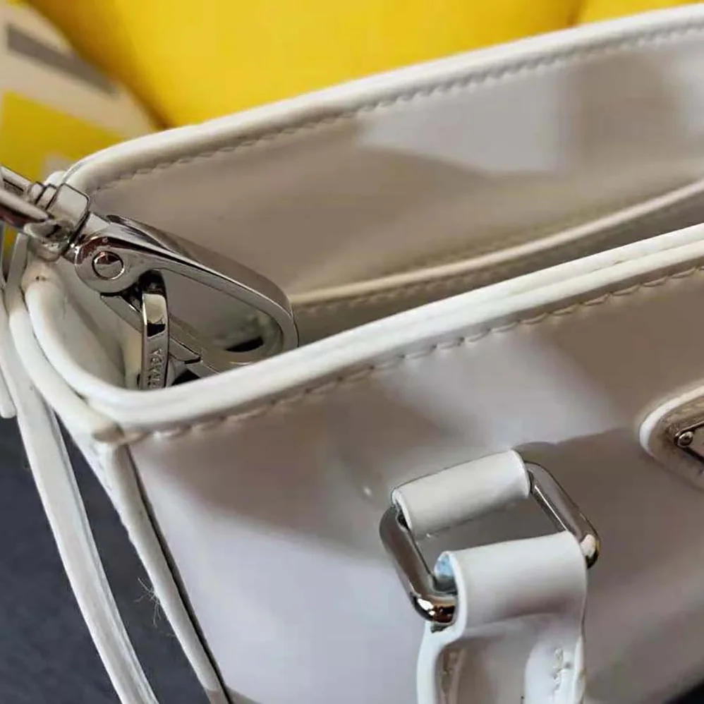 Prada Small Brushed Leather Tote for Women in White