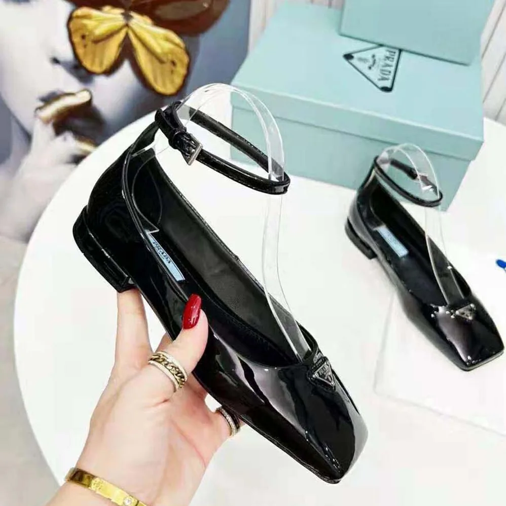 Prada Patent Leather Ballerinas for Women in Black