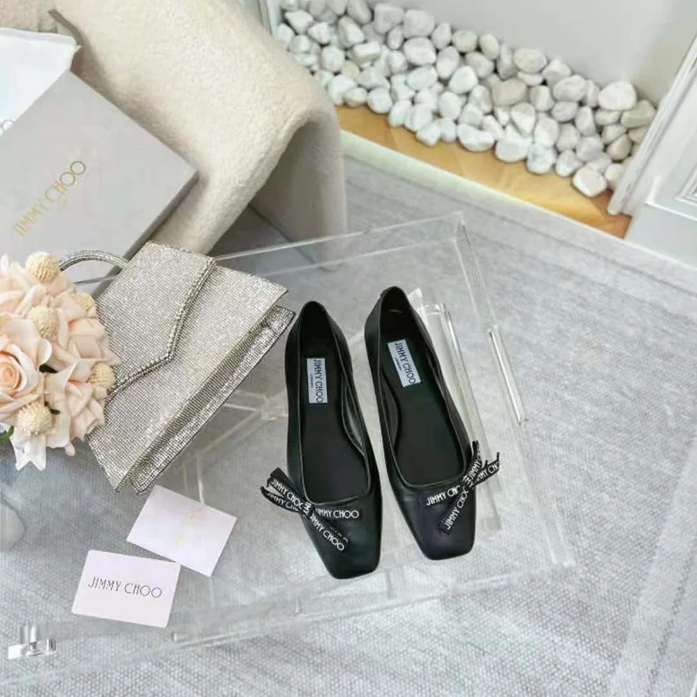 Jimmy Choo Veda Ballerina Black Nappa Leather Flat Ballerina Pumps with Jimmy Choo Bow for Women Jimmy Choo Veda Ballerina Black Nappa Leather Flat Ballerina Pumps with Jimmy Choo Bow for Women