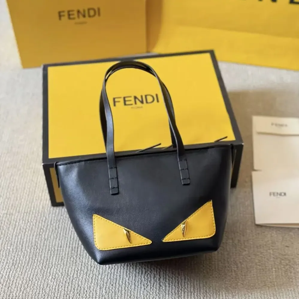 Fendi Ubisex Roll Mini Lunar New Year Black Leather Mini in bag