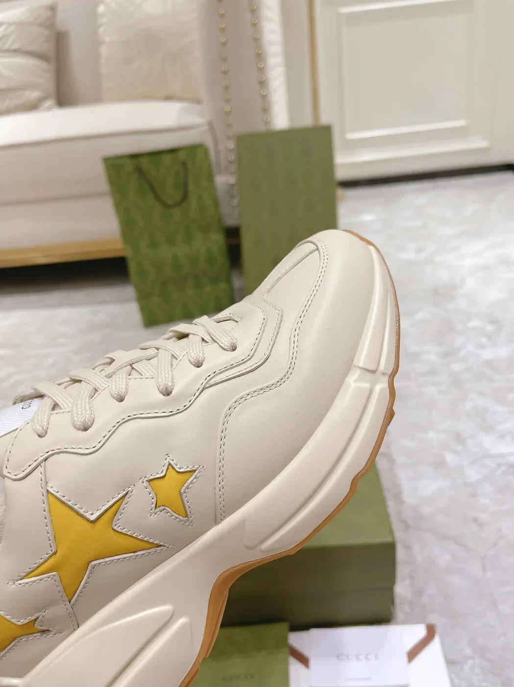 Gucci Rhyton Sneaker With Stars White