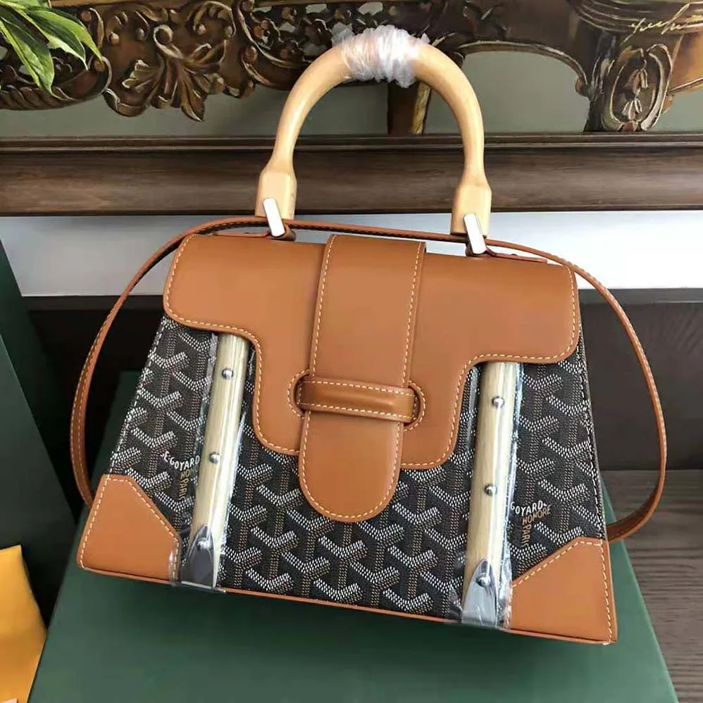 Goyard Sac Saïgon PM in Toile Goyardine & Clamecy Calfskin for Women in Brown Goyard Sac Saïgon PM in Toile Goyardine & Clamecy Calfskin for Women in Brown