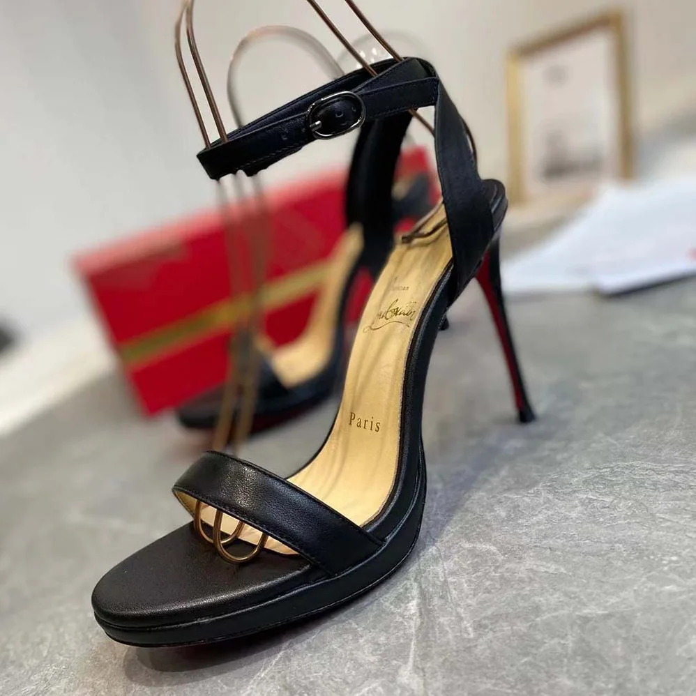 Christian Louboutin Loubi Queen 120 mm Sandals Nappa leather for Women in Black