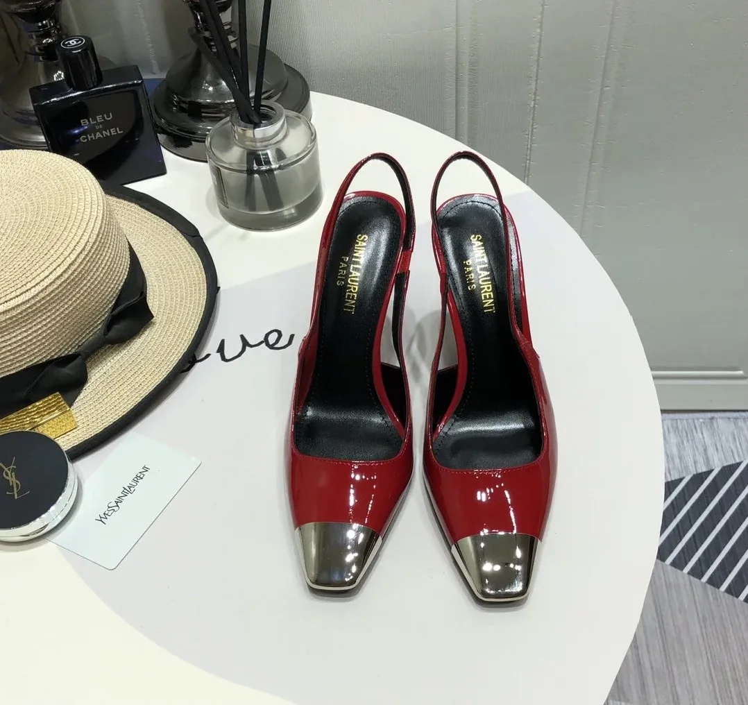 Saint Laurent Blade Slingback Pumps Red YSL