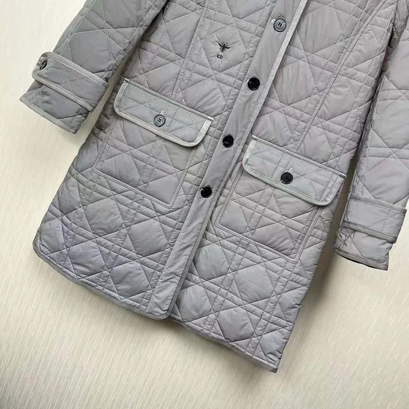 Dior CD Macrocannage Peacoat Gray Quilted Reflective Technical Taffeta for Women Dior CD Macrocannage Peacoat Gray Quilted Reflective Technical Taffeta for Women