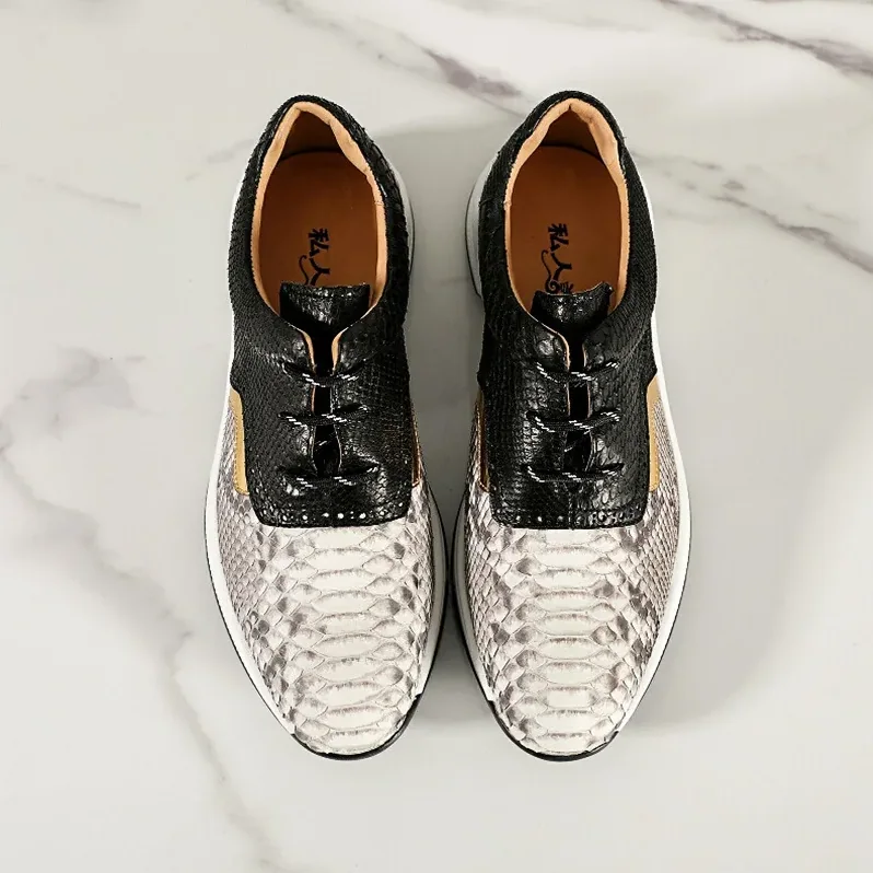Round Head British Style Sneaker Breathable Snakeskin