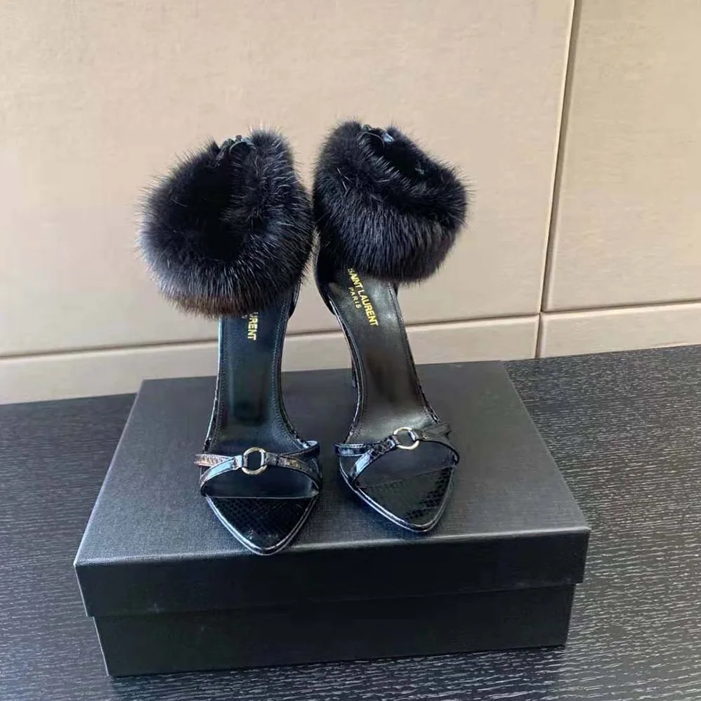 Saint Laurent YSL Satine Sandals in Lacquered Ayers for Women Saint Laurent YSL Satine Sandals in Lacquered Ayers for Women
