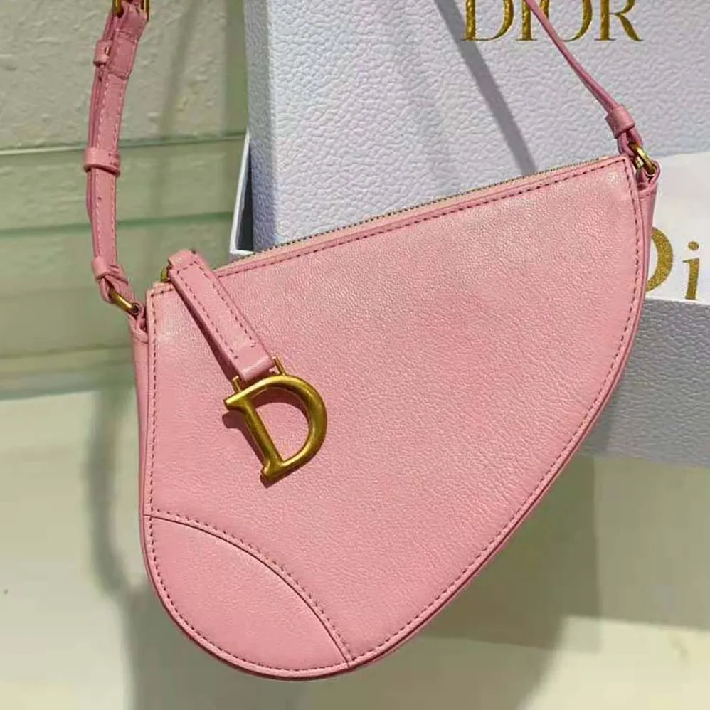 Dior Saddle Shoulder Pouch Melocoton Pink Goatskin for Women