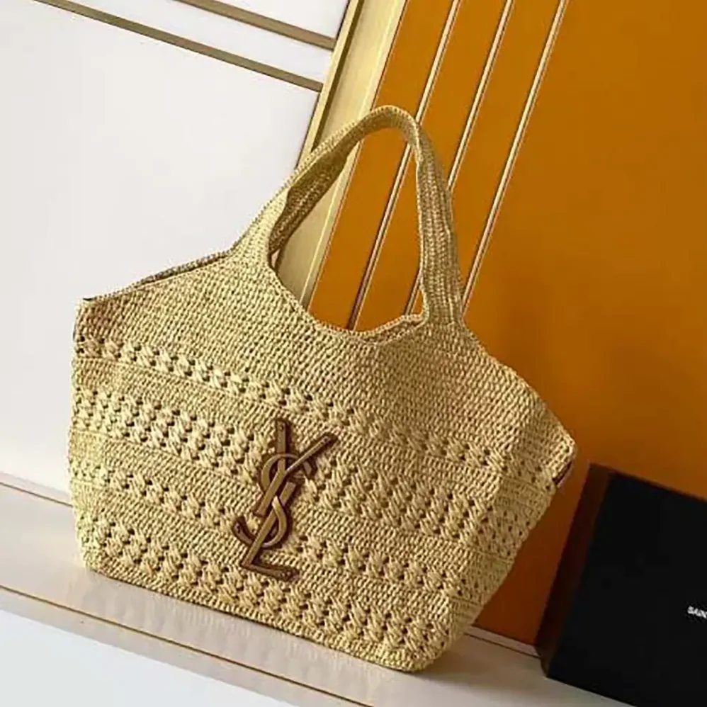 Saint Laurent YSL Icare Medium in Raffia for Women