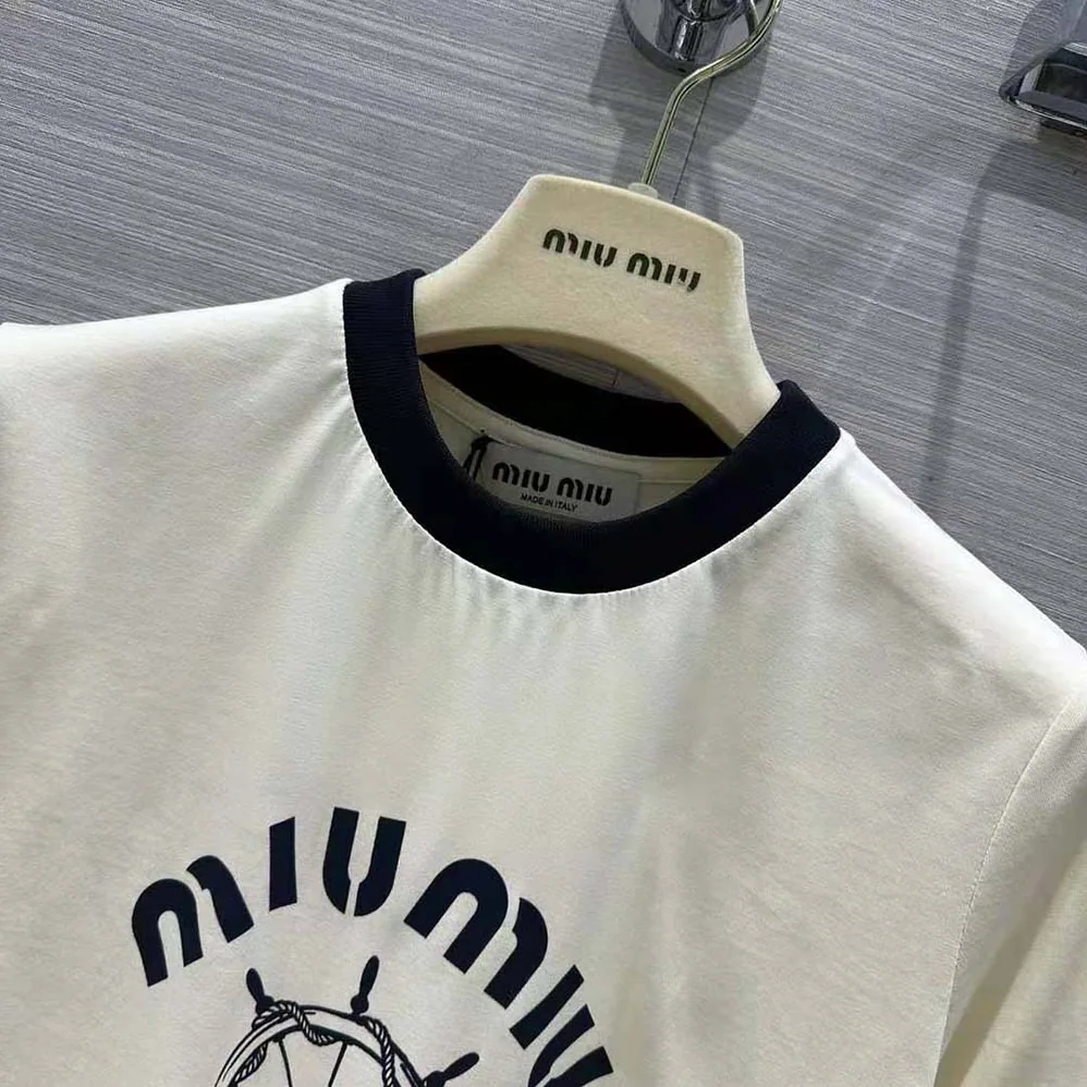 Miu Miu Print Jersey T for Women in shirt with Print Logo Miu Miu Print Jersey T for Women in shirt with Print Logo
