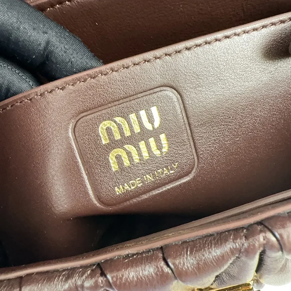 Miu Miu Matelassé Nappa Leather Shoulder Bag for Women in Bordeaux