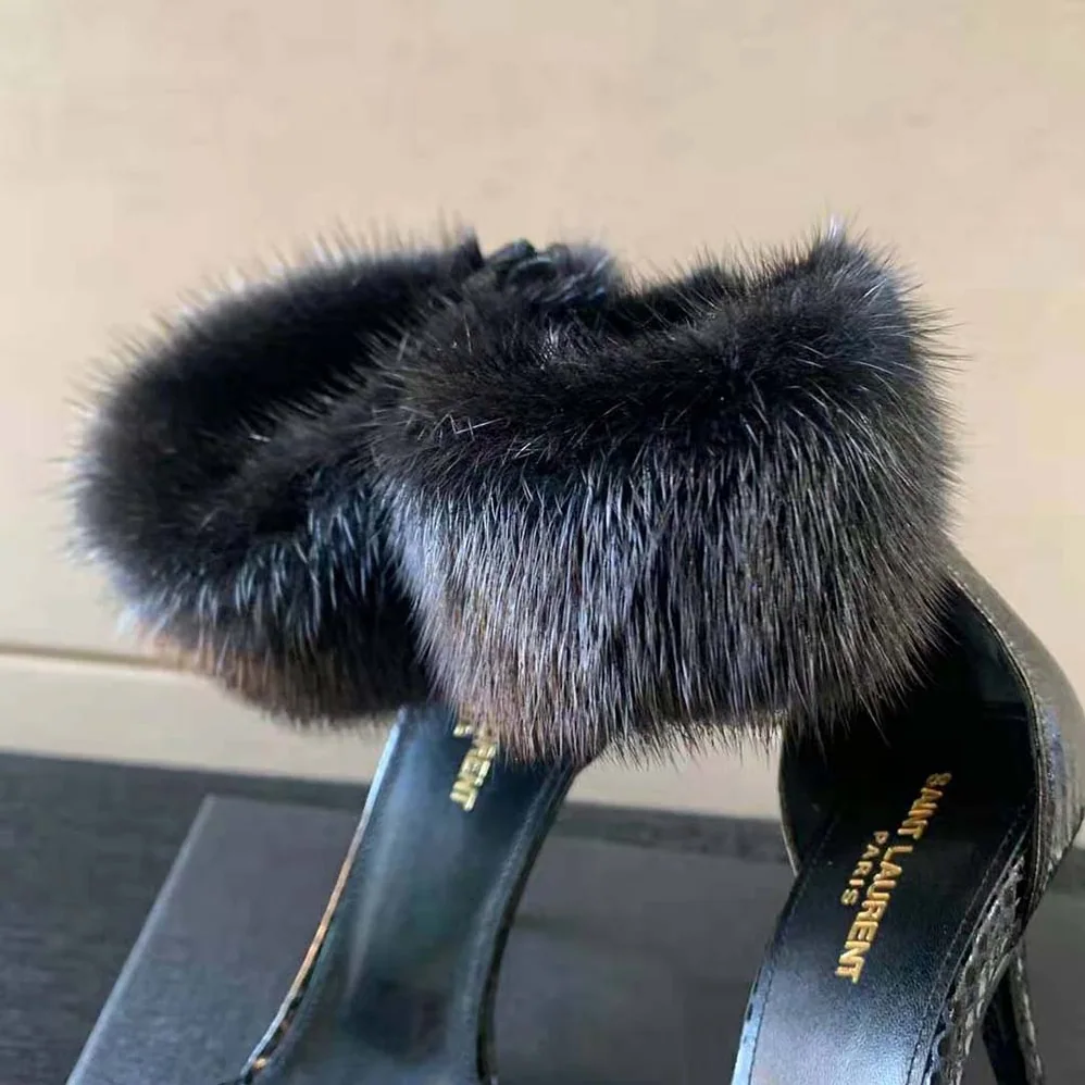 Saint Laurent YSL Satine Sandals in Lacquered Ayers for Women Saint Laurent YSL Satine Sandals in Lacquered Ayers for Women