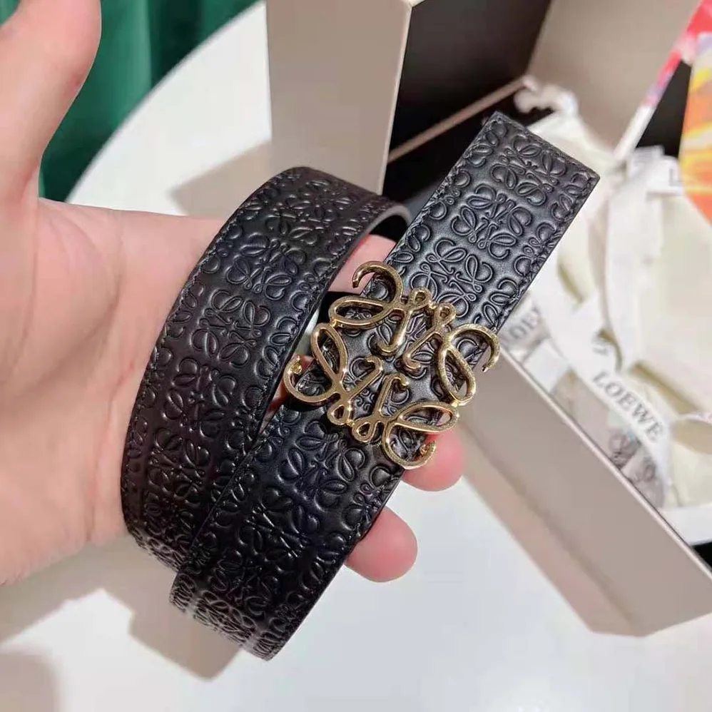 Loewe Anagram Belt in Silk Calfskin for Women in Black Loewe Anagram Belt in Silk Calfskin for Women in Black