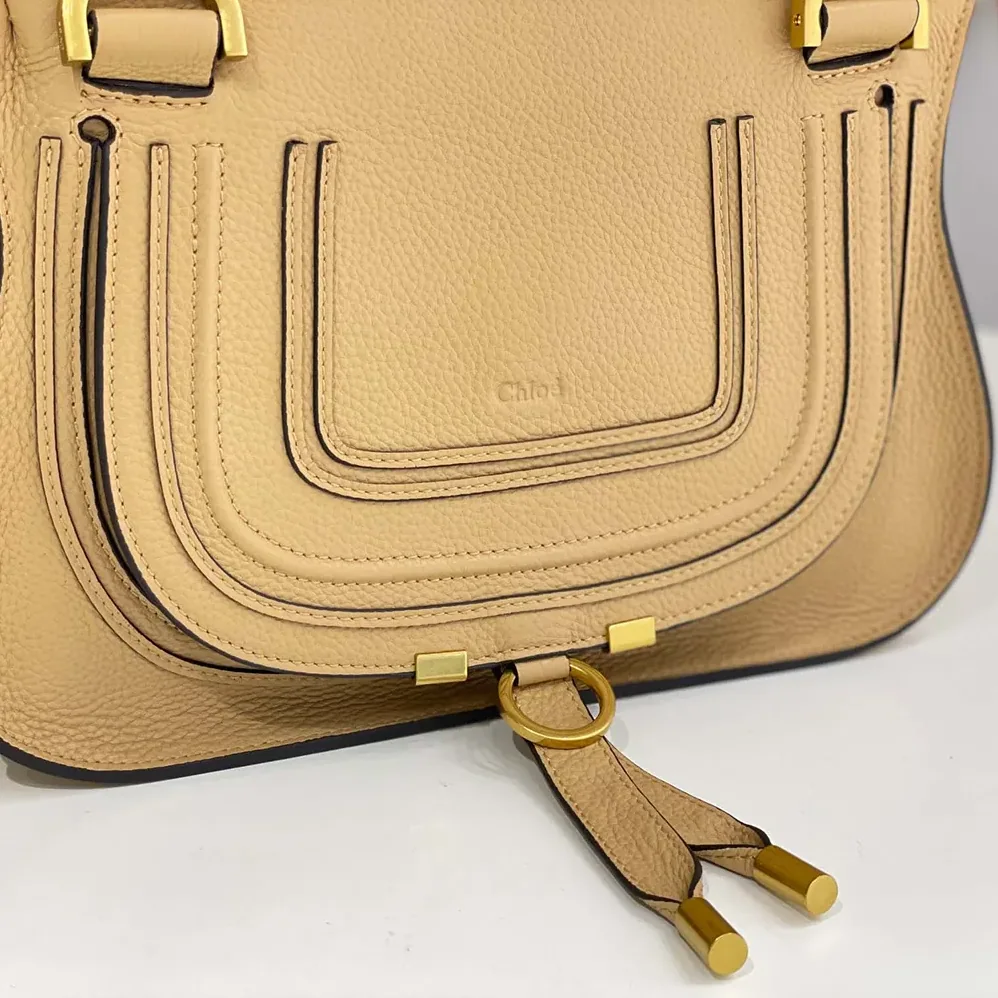 Chloe Small Marcie Bag in Grained Leather for Women in Milky Brown Chloe Small Marcie Bag in Grained Leather for Women in Milky Brown
