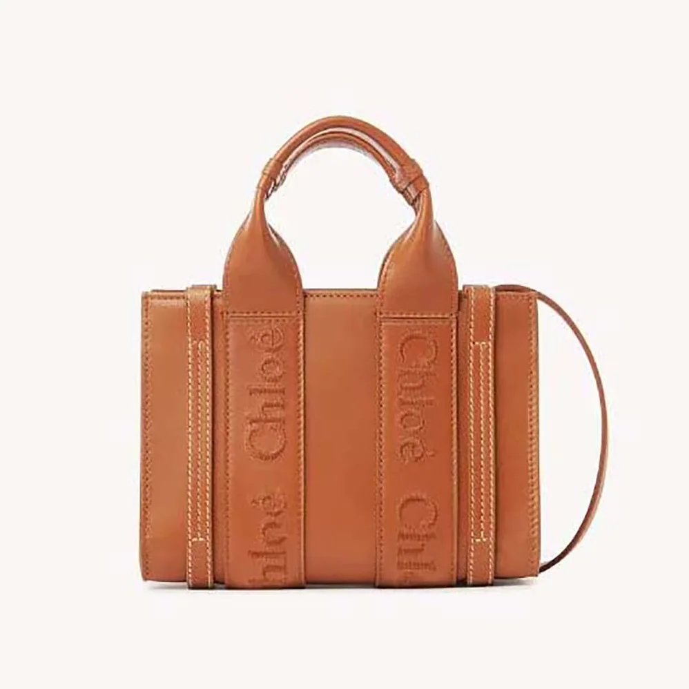 Chloe Mini Woody Tote Bag for Women in Brown