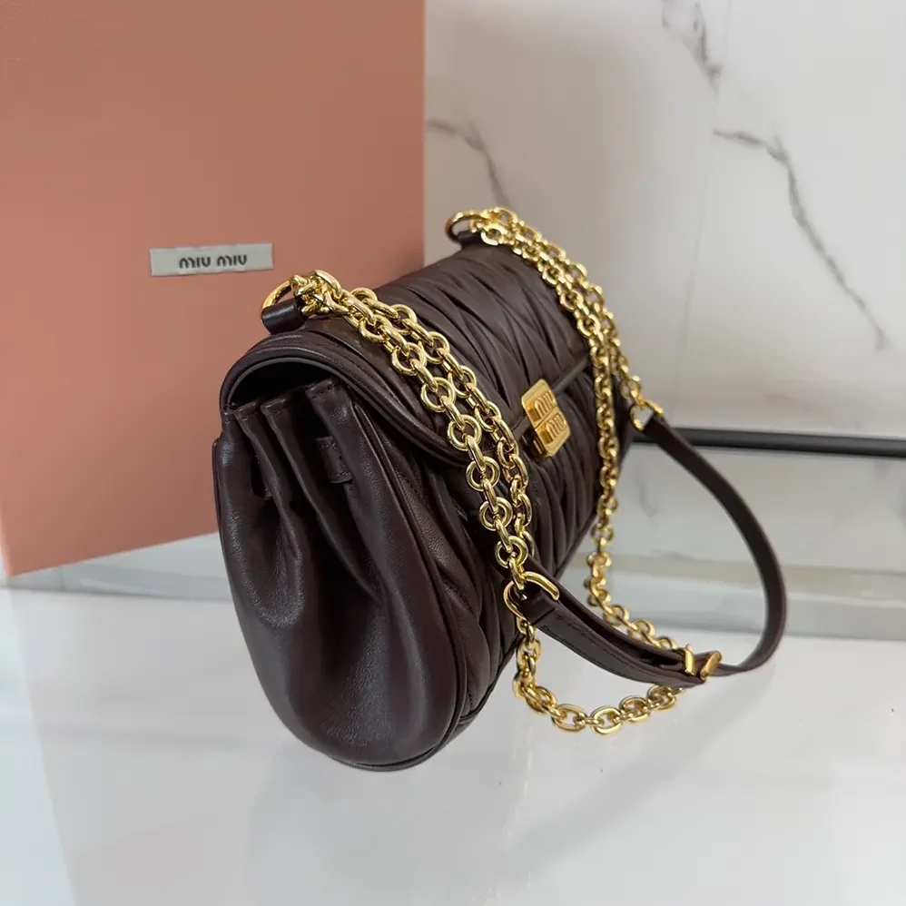 Miu Miu Matelassé Nappa Leather Shoulder Bag for Women in Bordeaux
