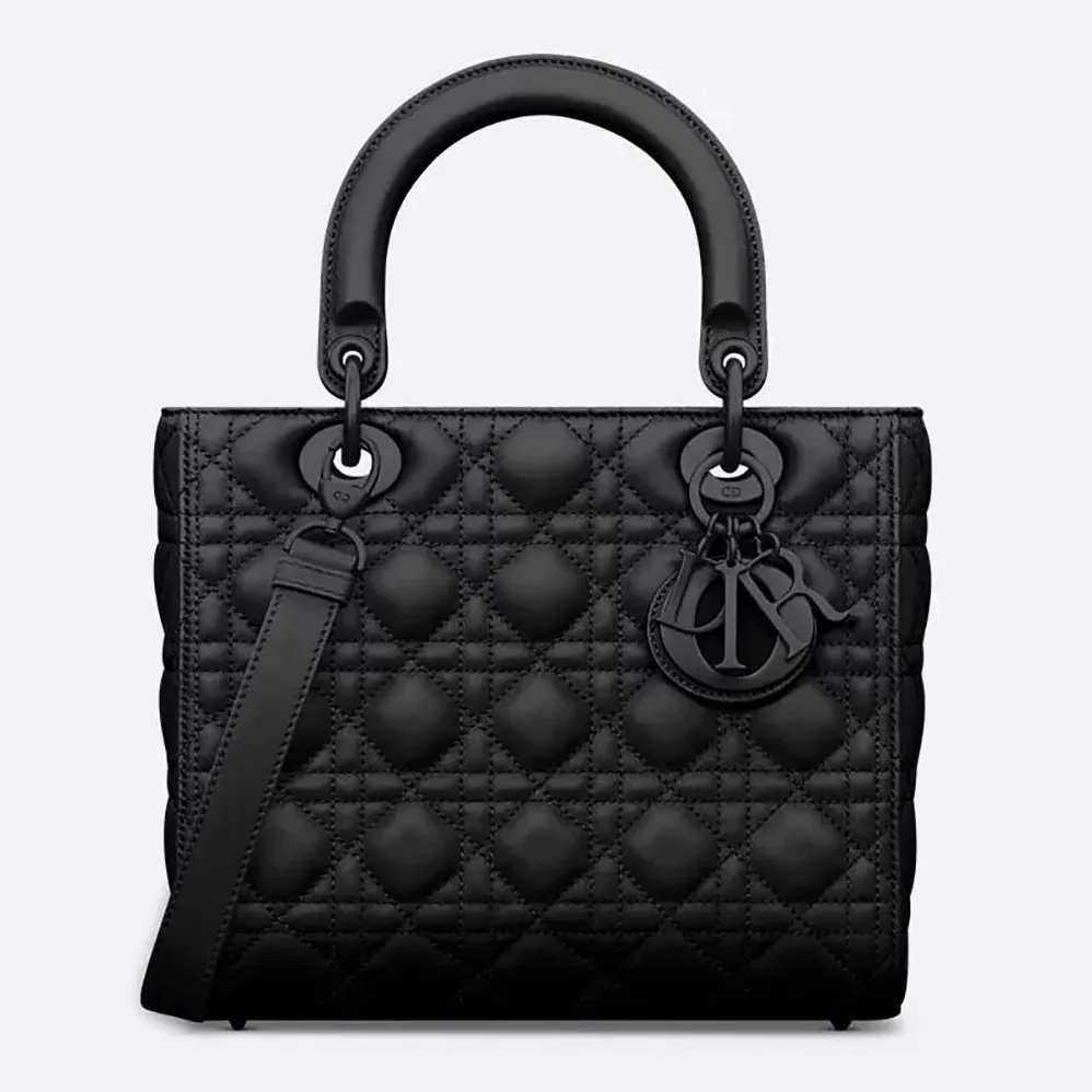 Dior Medium Lady Dior Bag Black Ultramatte Cannage Calfskin for Women Dior Medium Lady Dior Bag Black Ultramatte Cannage Calfskin for Women