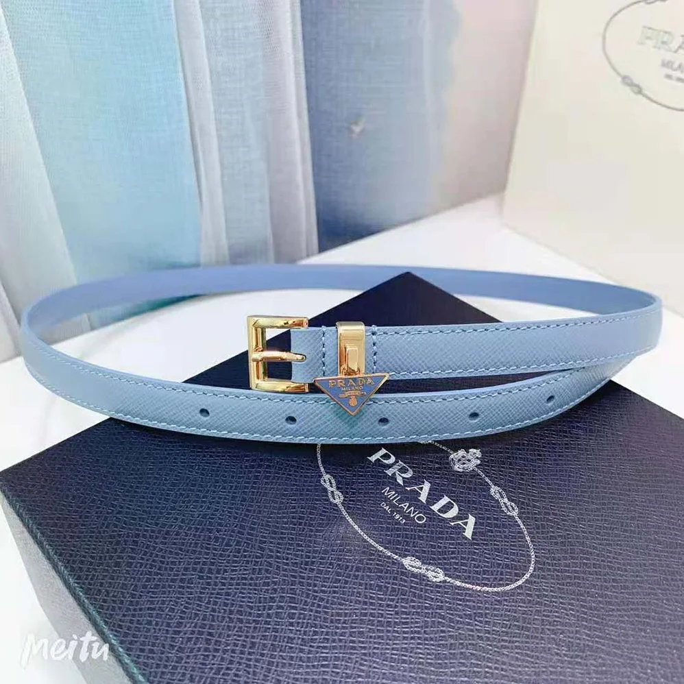 Prada Saffiano Leather Belt for Women in Blue